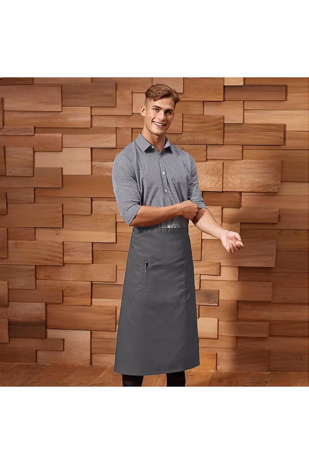 Premier Colours Long Continental Style Bar Apron in Grey – 2