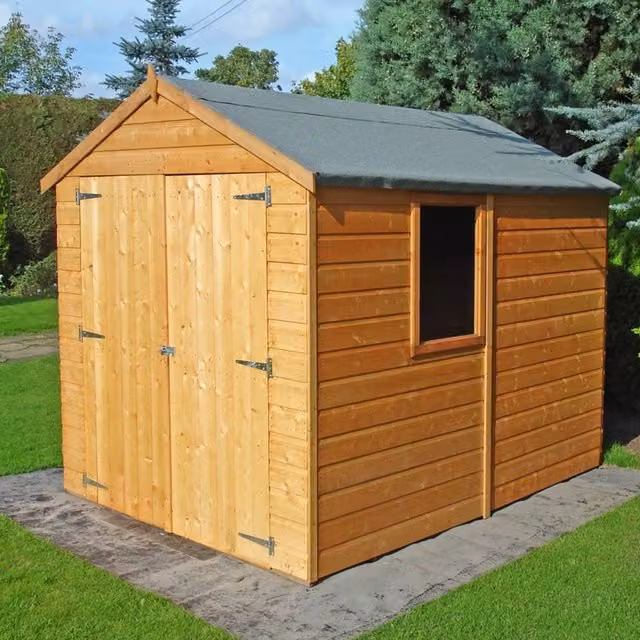 Shires Warwick Brown Tongue and Groove Garden Shed Workshop with Double Doors – 1