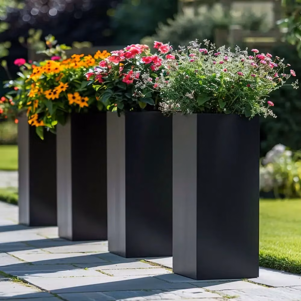 Access Garden Products Tall Square Galvanised Steel Planter, Matte Black, H 100 cm x W 40 cm x D 40 cm – 7