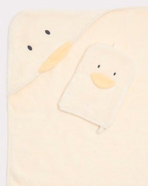 M&S Yellow Pure Cotton Duck Towel and Mitt Set for Children