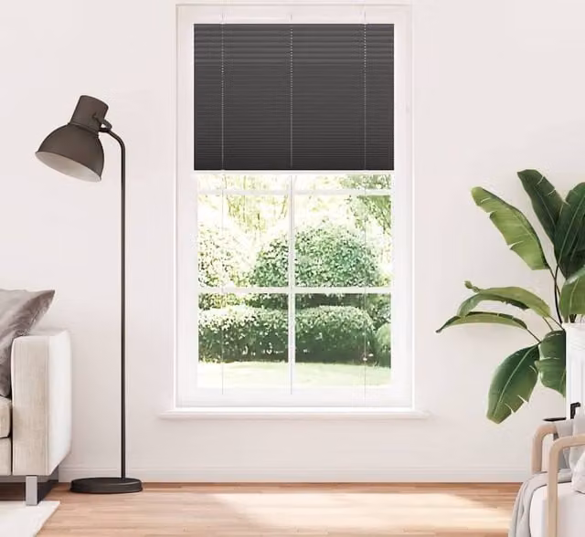 Berkfield Home Black Single Pleat Polyester Fabric Blind, W: 105 cm, H: 200 cm