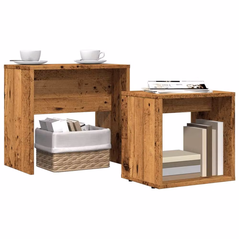 Berkfield Home Nesting Coffee Tables, Set of 2, Brown Rustic Engineered Wood – 3