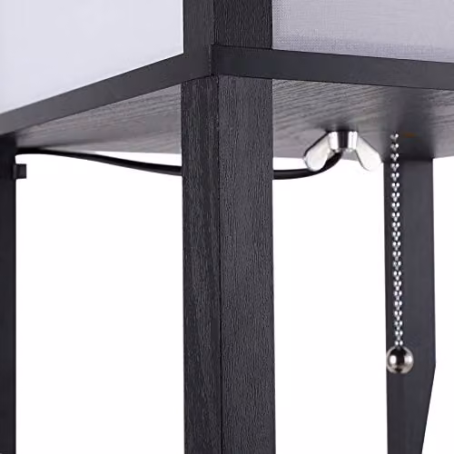 HOMCOM 3-Tier Floor Lamp with Storage Shelves, Black – 6