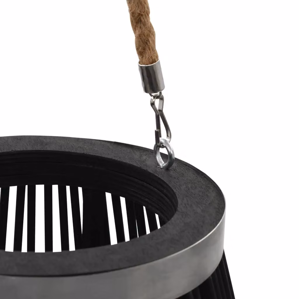Berkfield Home Hanging Bamboo Candle Lantern Holder, Black, Height: 60 cm – 4