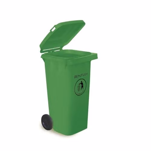 Charles Bentley 120 Litre Green Plastic Wheelie Bin with Flip Lid, W/D/H: 95 x 55 x 47 cm