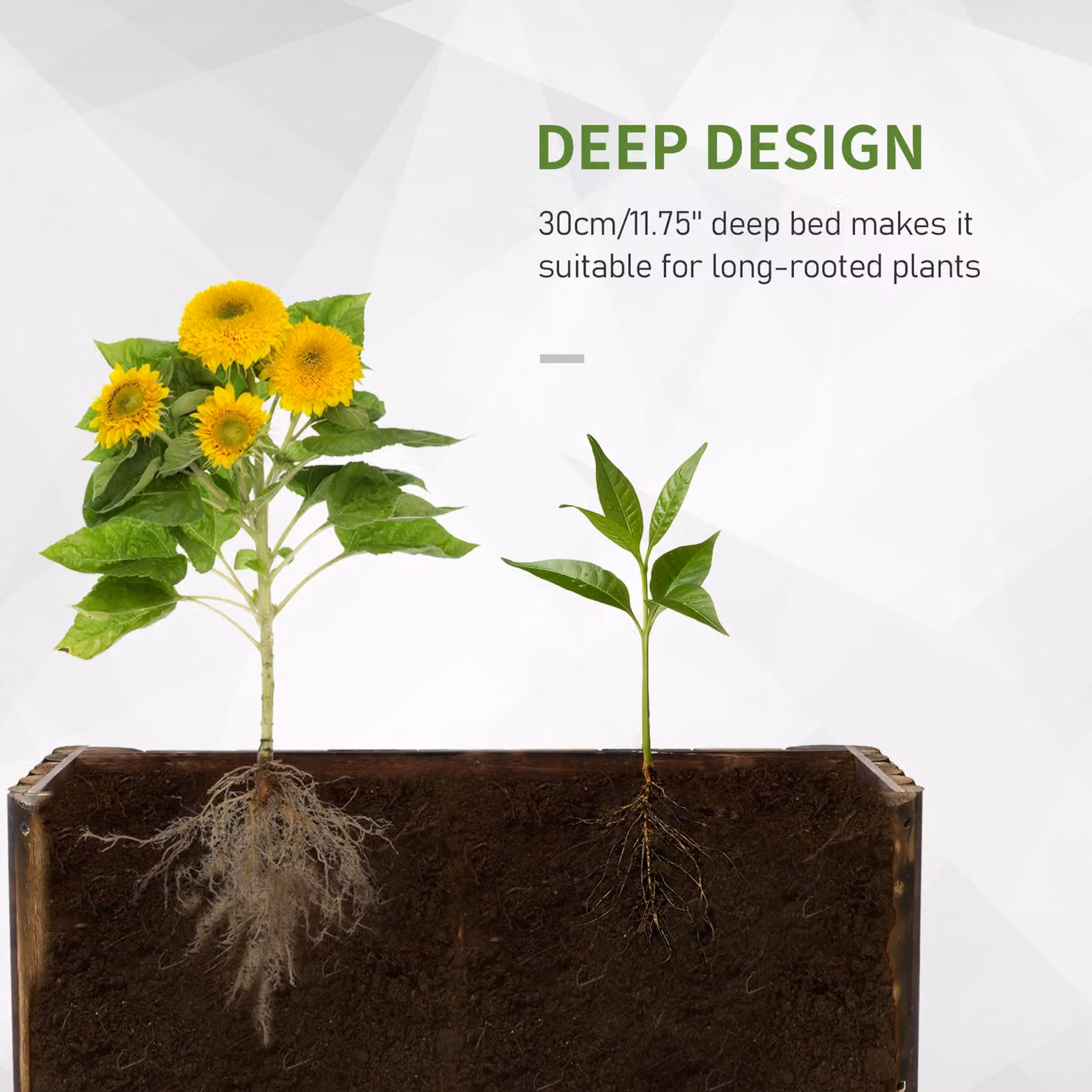 Outsunny Brown Wooden Elevated Garden Bed and Rectangular Planter Box, W/D/H: 78 x 35 x 30 cm – 6