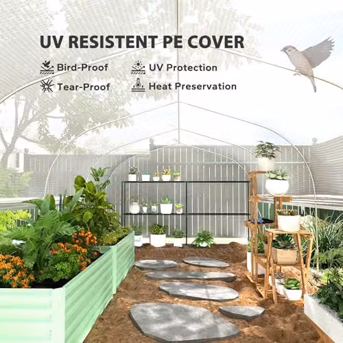 Outsunny White Walk-in Polytunnel Greenhouse with Mesh Windows, W/D/H: 6 x 3 x 2 m – 4