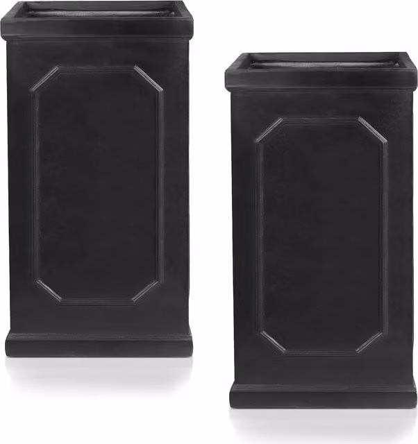 Idealist Tall Faux Lead Garden Planter in Charcoal Grey, Height: 52 cm