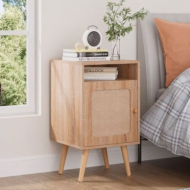 Lifeideas Boho Yellow Wood Bedside Table