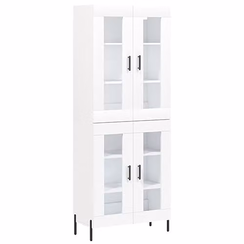 vidaXL Modern White Highboard with Internal Shelves, W/D/H: 69.5 x 34 x 180 cm