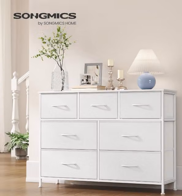 SONGMICS Freestanding 7 Drawer Storage Unit in Rustic Brown, Black or White