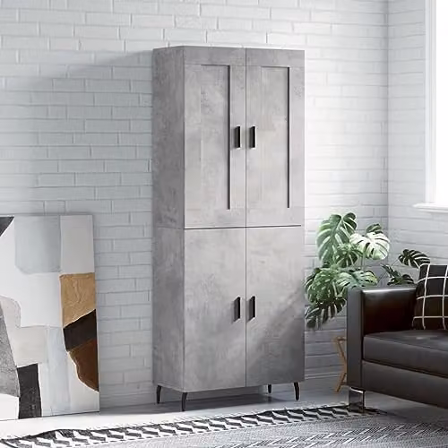 vidaXL Industrial Highboard in Grey with Hinged Doors, W/D/H: 69.5 x 34 x 180 cm – 2