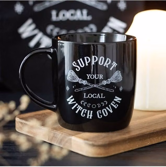 KDMD Support Your Local Witch Coven Black Ceramic Mug