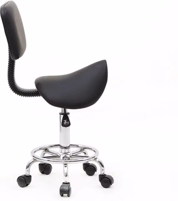 NESTLUNE Black Saddle Salon Stool for Spa, Tattoo, Beauty and Manicure, W/D/H: 100 x 60 x 60 cm – 1