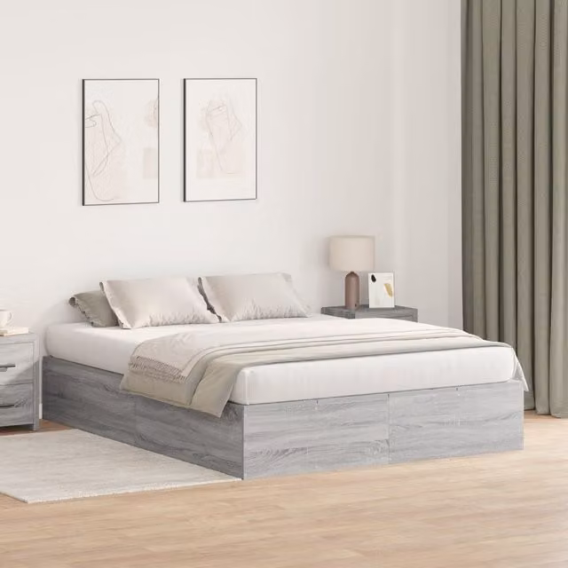 Berkfield Home Grey Sonoma Modern Storage Bed Frame with Drawers W/D/H: 140 x 200 cm