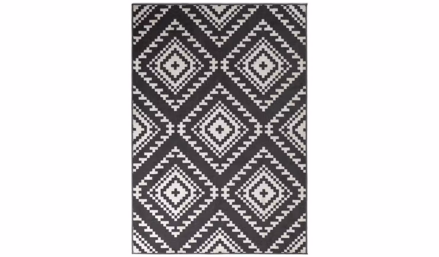 Global Geometric Grey Boho Rectangular Cut Pile Polyester Rug W: 120 cm, L: 170 cm