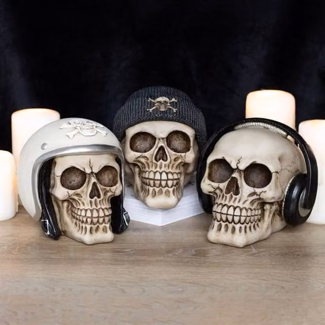 Uniqueful Skull Ornament with Beanie in Black and Multicolour for Halloween Tabletop Decor – 1
