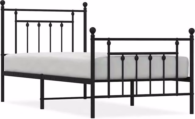 Berkfield Home Metal Bed Frame with Headboard and Footboard, Black, W/D/H: 90 x 200 cm – 1