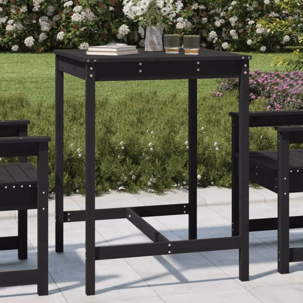 Berkfield Home Black Square Solid Pine Garden Table W/D/H: 82.5 x 82.5 x 110 cm – 2