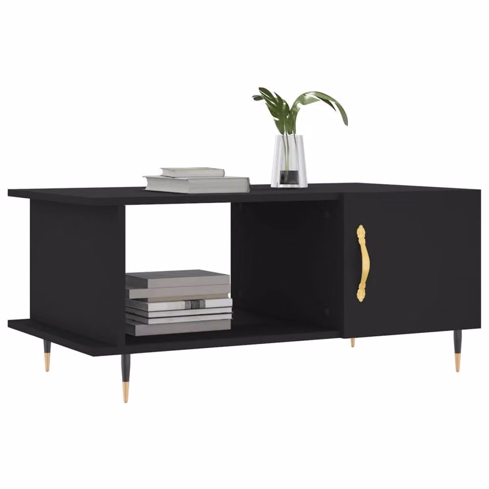 Berkfield Home Modern Black Rectangular Coffee Table, W/D/H: 90 x 50 x 40 cm – 3