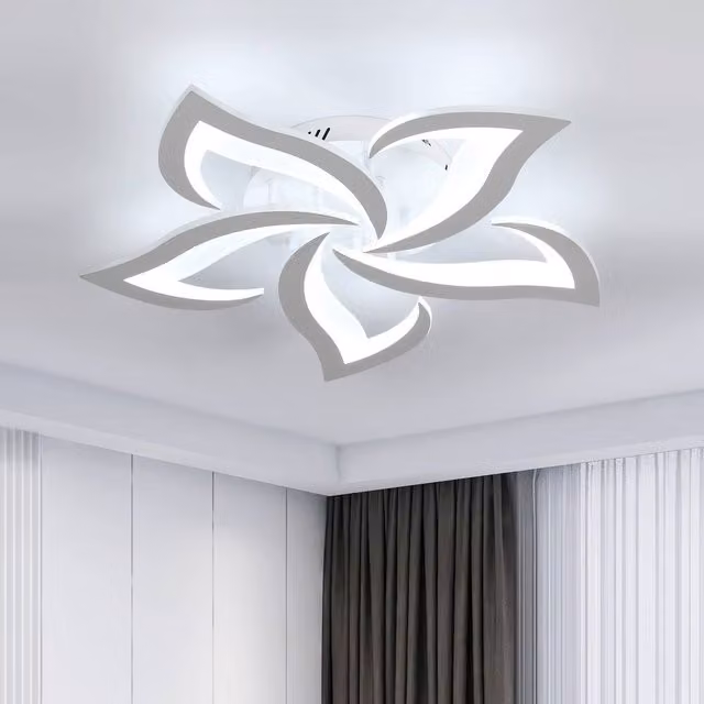 Pheashine White Petal LED Ceiling Light, 60W, 6000K, 6500LM, Acrylic and Metal