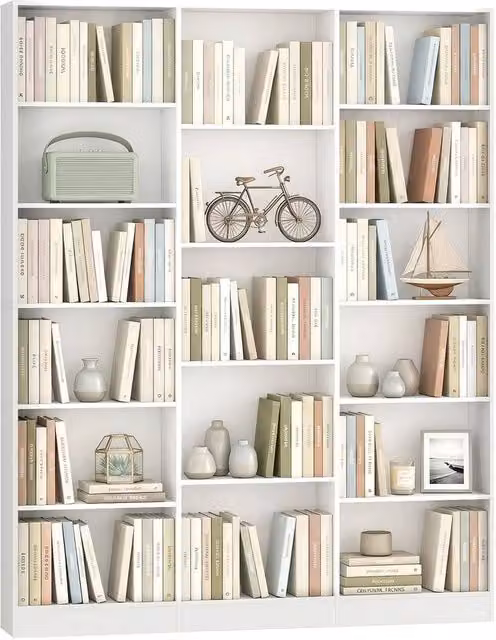 SPETLEK Freestanding Open Storage Bookcase with Adjustable Shelves in White