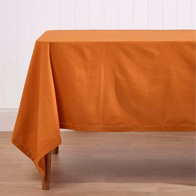 Homescapes Plain Orange Cotton Rectangular Tablecloth, W: 137.16 cm, D: 90.0 cm