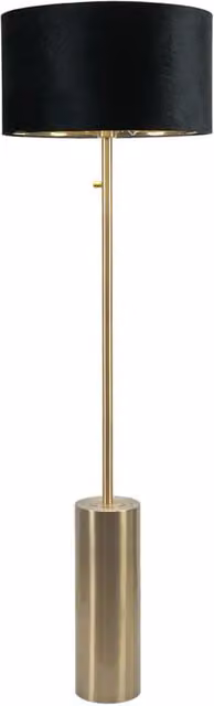 Lexy Dimmable Floor Lamp with Brass Finish and Fabric Cylinder Shade in Black, Green or Gold