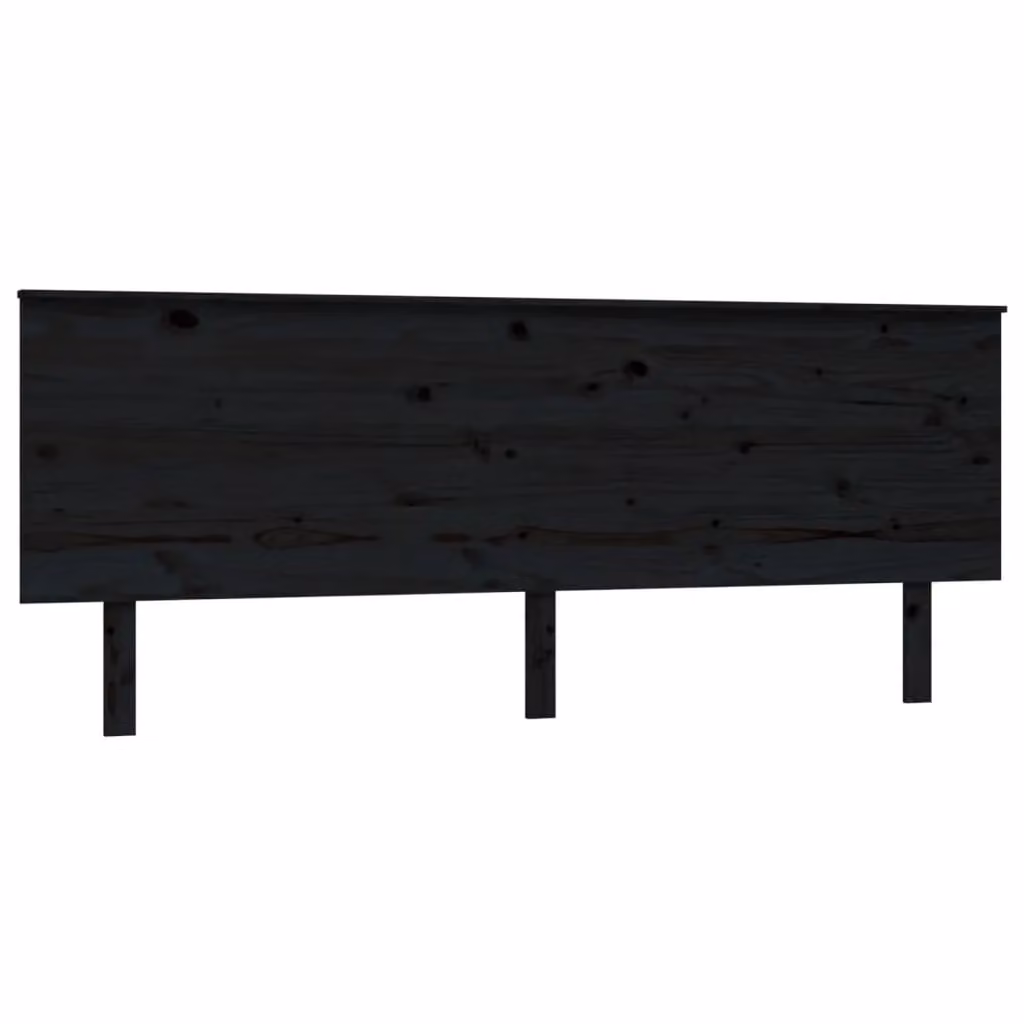 Berkfield Home Rustic Solid Pine Bed Headboard in Black, W: 204 cm, D: 6 cm, H: 82.5 cm – 2
