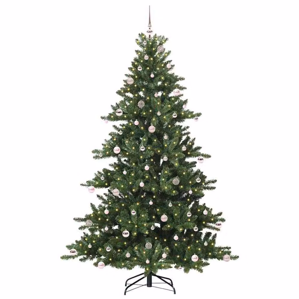 Berkfield Home Artificial Hinged Green PVC Christmas Tree with 300 Warm White LEDs, Height: 240 cm – 3