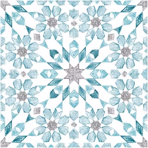 WallPops FP2949 Radiance Blue Self-Adhesive Peel and Stick Floor Tiles, 30.48 x 30.48 cm – 1