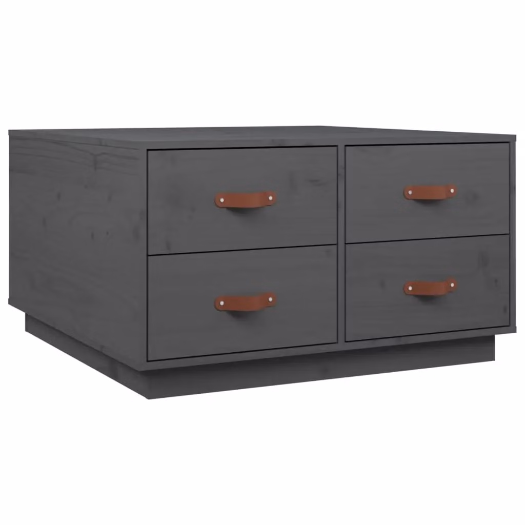 Berkfield Home Grey Rustic Solid Pine Square Coffee Table W/D/H: 80 x 80 x 45 cm – 2