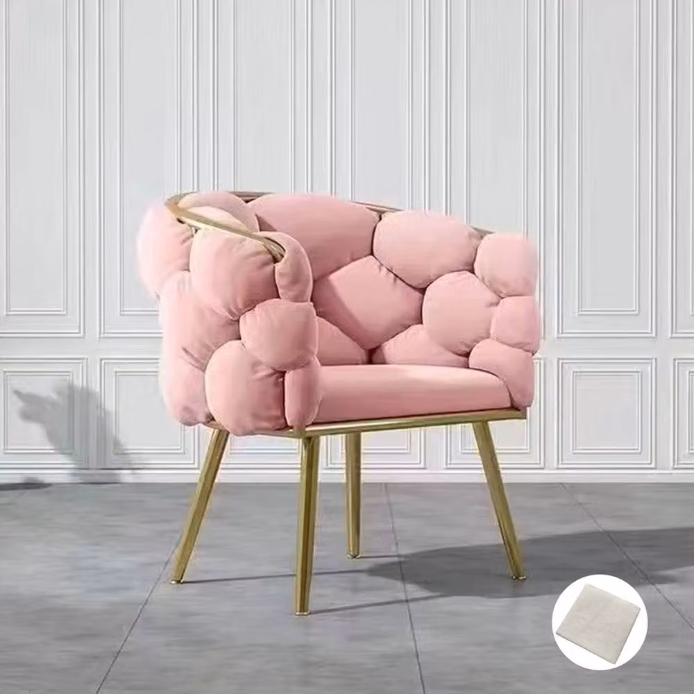 FORGEVIO Pink Velvet Vanity Accent Chair with Backrest for your Bedroom or Dressing Area – 3