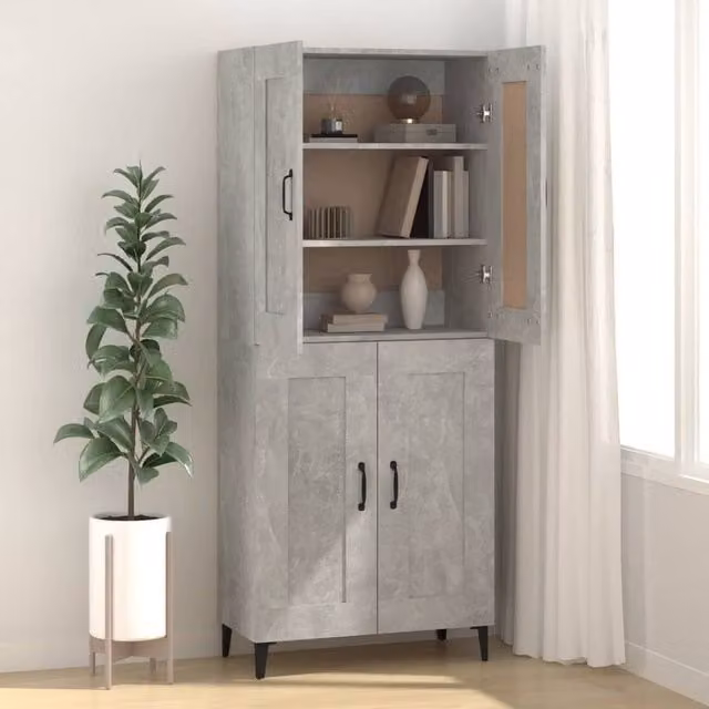 Berkfield Home Modern Sideboard in Concrete Grey, W/D/H: 69.5 x 34 x 90 cm – 1
