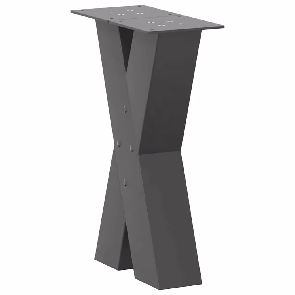 Berkfield Home X-Shaped Coffee Table Legs, 2 Piece Anthracite and Black Steel Set, H: 38 cm, W: 42-43 cm – 2