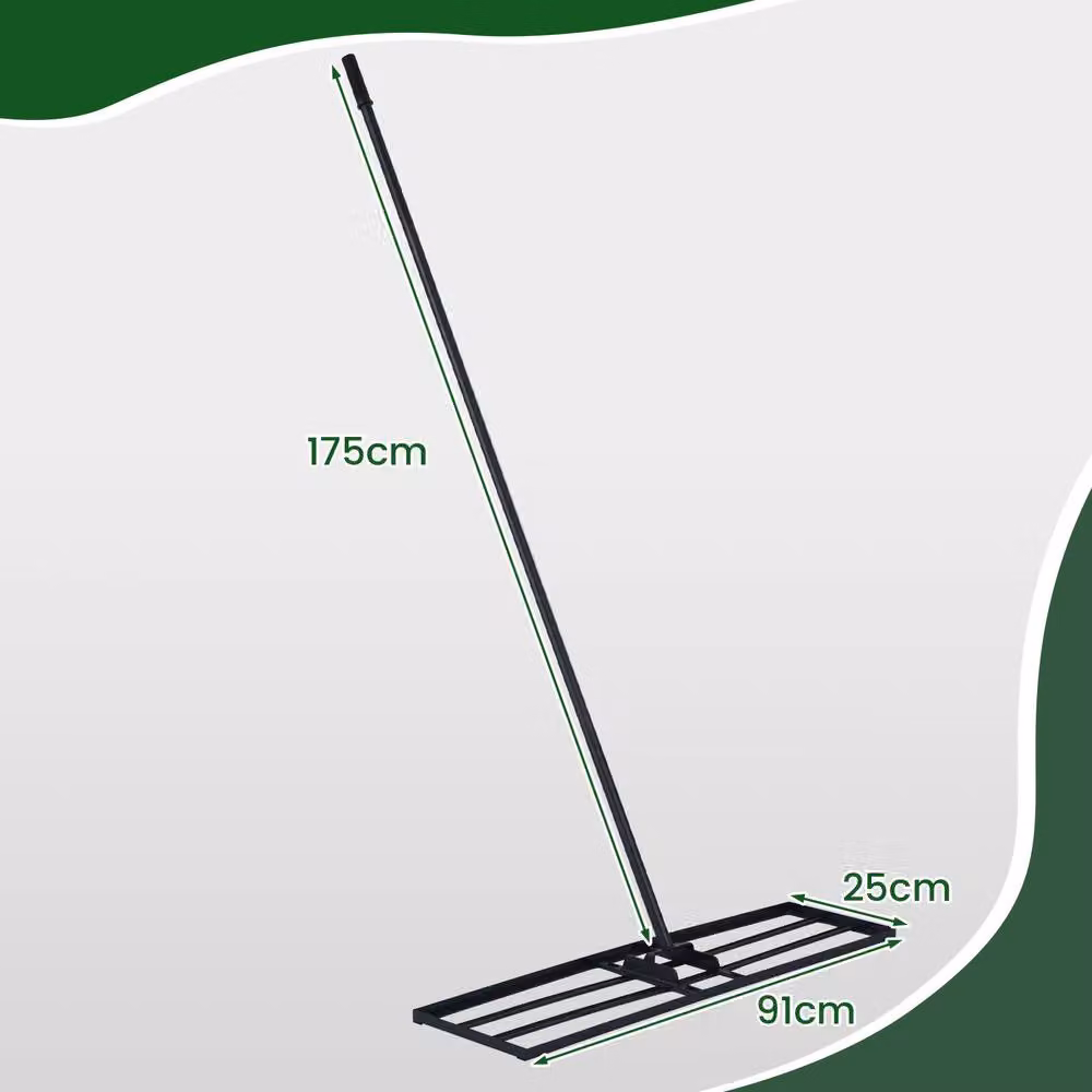 Costway Metal Lawn Leveling Rake in Black, W: 91 cm, D: 25 cm – 2