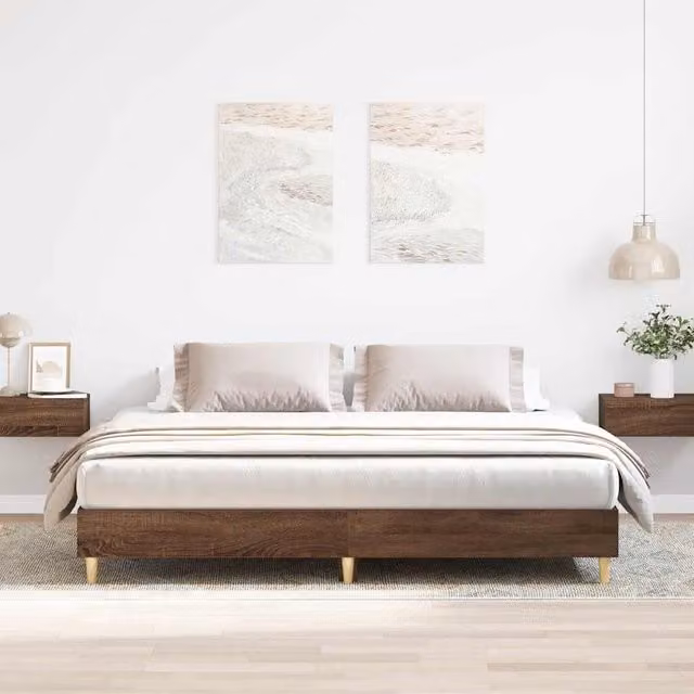Berkfield Home Bed Frame in Brown Oak, Engineered Wood, 200 x 200 cm – 1