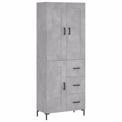 vidaXL Industrial Style Highboard Sideboard in Concrete Grey with Drawers and Doors