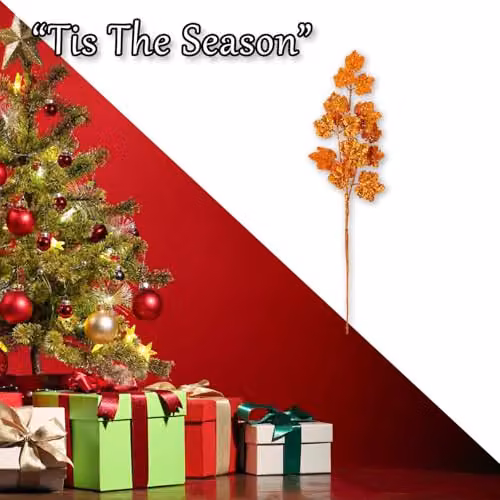 VFM e-Store Orange Christmas Long Stem with Glitter Decoration, W/D/H: 20 x 20 x 65 cm – 5