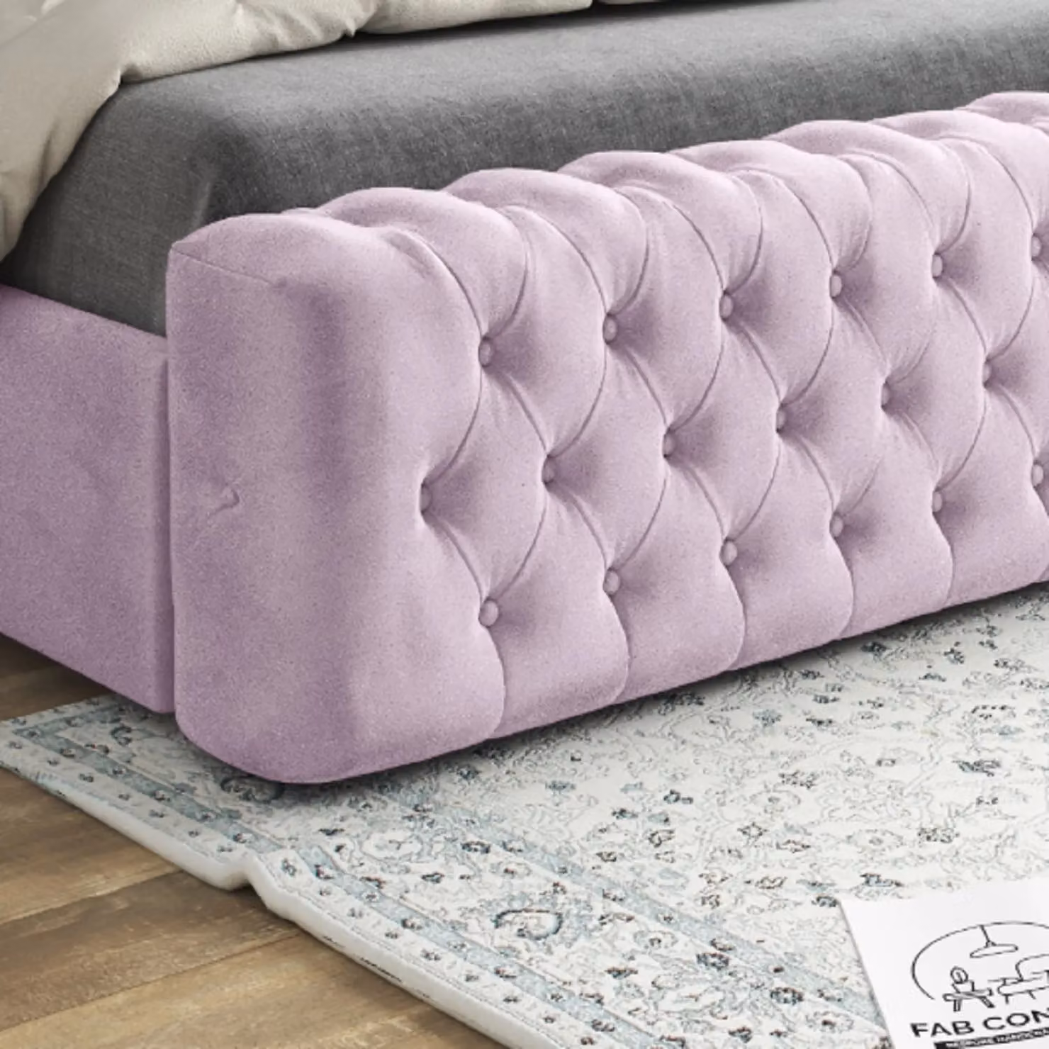 Casani Marino Mirror Upholstered Soft Velvet Bed Frame in Pink, Super King, W: 200 cm x D: 200 cm – 3