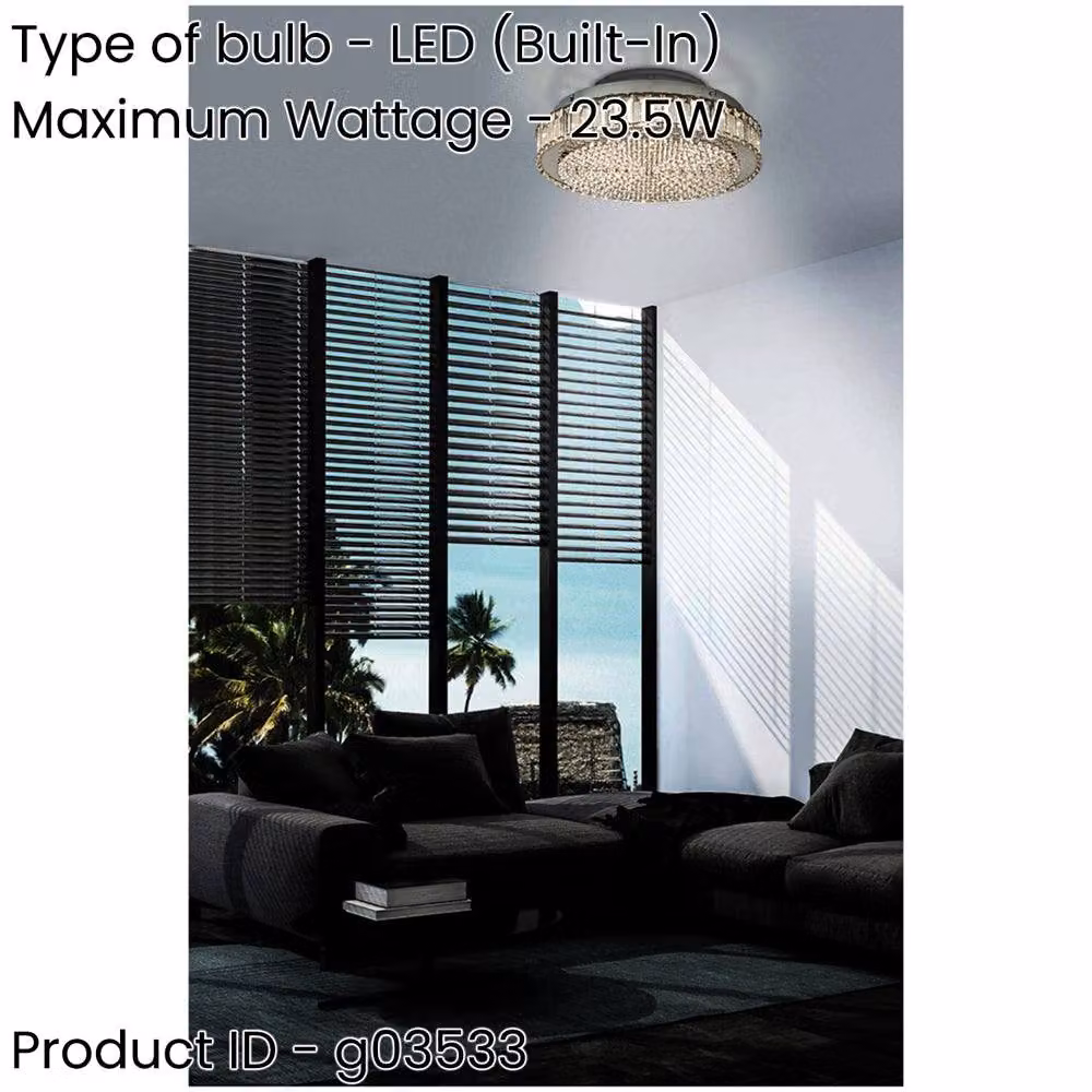 Loops Modern Chrome LED Ceiling Light with Crystal Details – 2