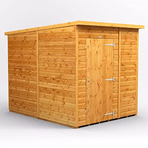 Powersheds Premium Pent Wooden Garden Shed in Brown with 12mm Extra Thick Timber and Security Features (Windowless)