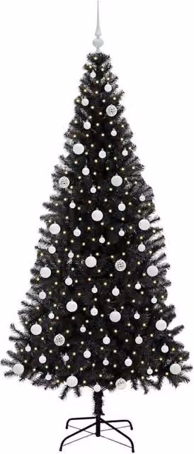 Berkfield Home Lush Christmas Tree with 300 LEDs and Stand, Black, Height: 210 cm – 1