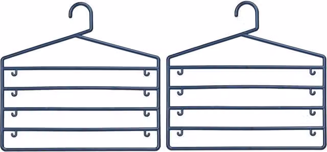 Orsina Set of 2 Grey and Blue Plastic Multi-Tier Space Saving Trouser Hangers
