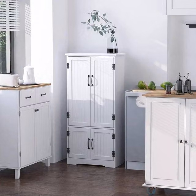 EONLION Modern White Matt Freestanding Kitchen and Bathroom Base Unit with 2 Hinged Doors and Internal Shelves