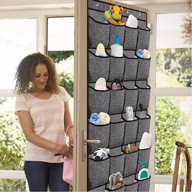 Nordara 24 Grid Over Door Hanging Shoe Organiser Storage Bag in Grey – 1