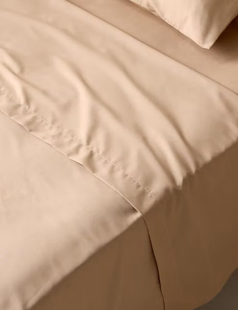 M&S Stay Cool Lyocell Rich Flat Sheet, Beige, W: 200 cm, D: 200 cm