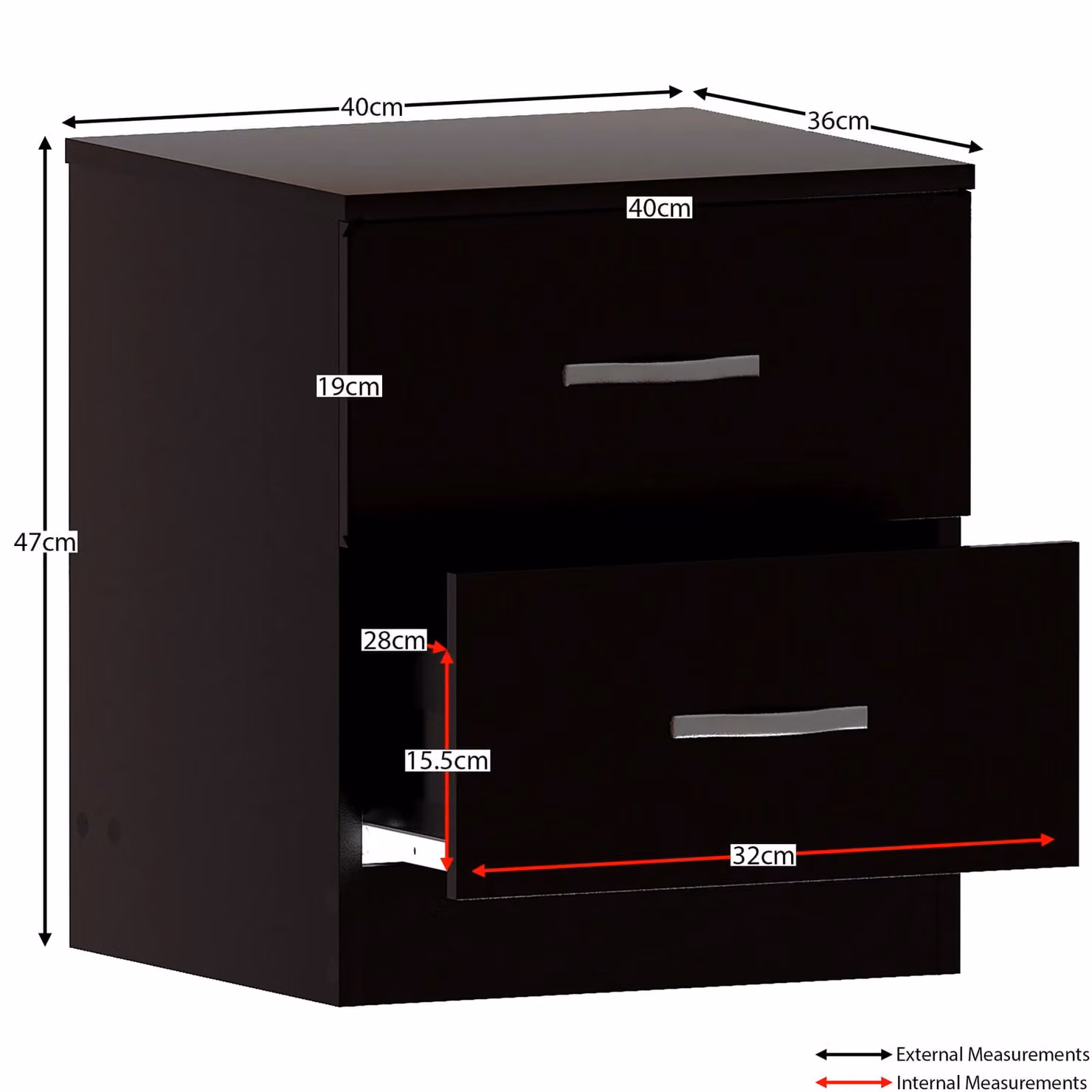 Vida Designs Riano 4 Piece Modern Black Bedroom Set including Wardrobe, Chest of Drawers and Nightstands – 2