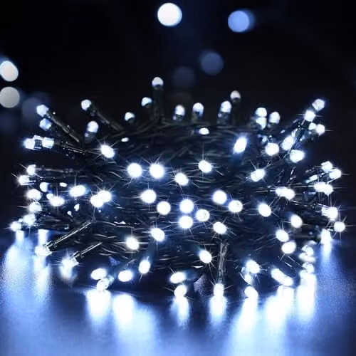 Shatchi 200 LED Cool White Battery Operated Waterproof String Lights with Timer