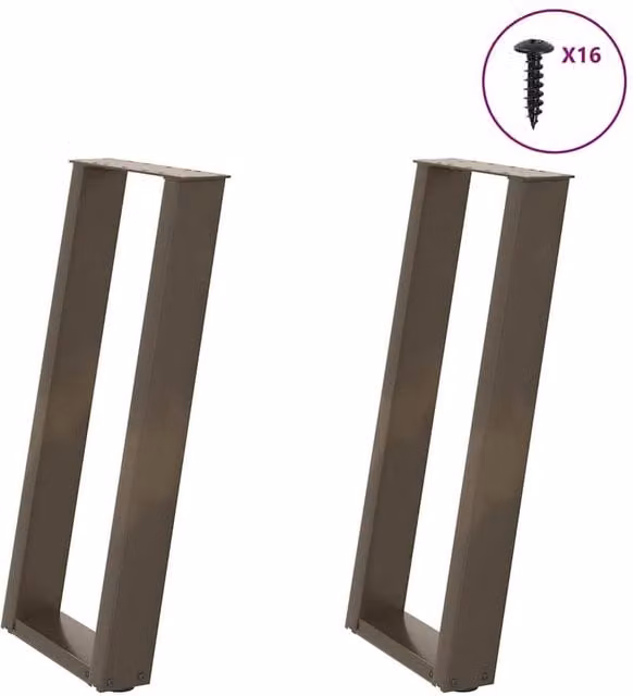 Berkfield Home U-Shaped Console Table Legs, 2 Pieces, Brown Steel, W: 38 cm, H: 72-73 cm
